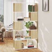 Boekenkast/kamerscherm 80x24x155 cm spaanplaat wit sonoma eiken