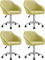 vidaXL Eetkamerstoelen draaibaar 4 st stof groen