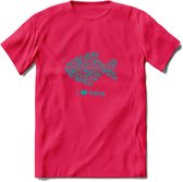 I Love Fishing - Vissen T-Shirt | Aqua | Grappig Verjaardag Vis Hobby Cadeau Shirt | Dames - Heren - Unisex | Tshirt Hengelsport Kleding Kado - Roze - S