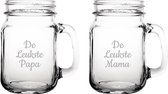 Gegraveerde Drinkglas 45cl met schroefdeksel De Leukste Mama-De Leukste Papa