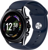 Siliconen Smartwatch bandje - Geschikt voor  Fossil Gen 6 - 44mm sport band - donkerblauw - Strap-it Horlogeband / Polsband / Armband