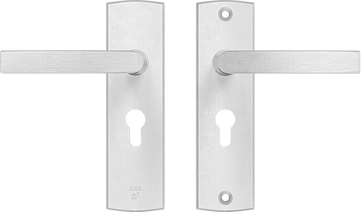 AXA Veiligheidsbeslag (Curve) Kortschild Aluminium geslepen: Kruk-Kruk (Blok) PC55 SKG***