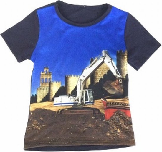 SUPFANS Peuter Jongens 3 Pack Lange Mouw Shirts 100% Katoen Dinosaurus Graafmachine Politie Auto T-shirts, Stel een, 2 jaar