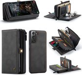 Caseme - Samsung Galaxy S22 Plus - Luxe Multi Portemonnee Hoesje - Zwart