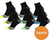 Xtreme Sockswear Hardloop Sokken - 9 paar - Multi Black Running Socks - Maat 45/47