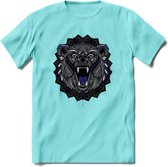 Beer - Dieren Mandala T-Shirt | Donkerblauw | Grappig Verjaardag Zentangle Dierenkop Cadeau Shirt | Dames - Heren - Unisex | Wildlife Tshirt Kleding Kado | - Licht Blauw - M