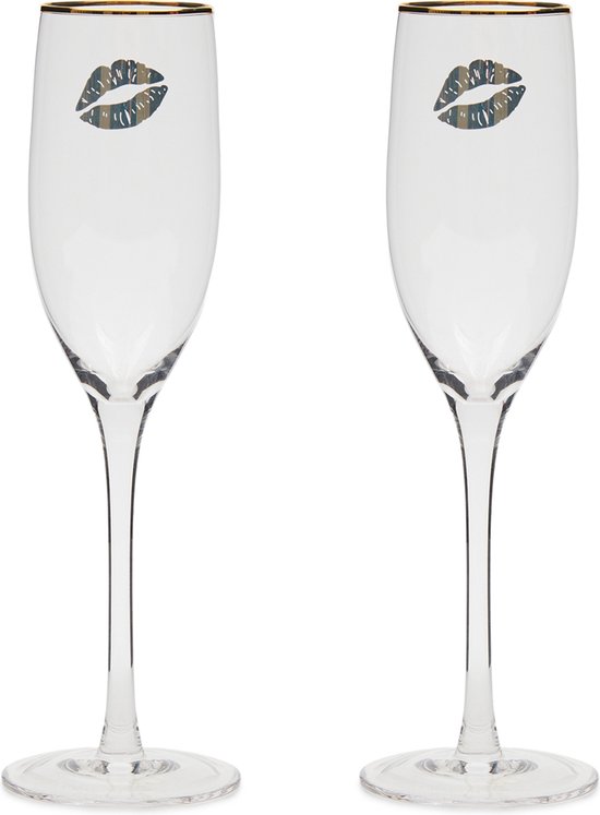 Riviera Maison Champagnecoupe - Kisses From RM Bubble Glasses - Transparant - 2 Stuks