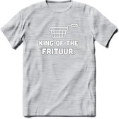 King Of The Frituur - Snack T-Shirt | Grappig Verjaardag Kleding Cadeau | Eten En Snoep Shirt | Dames - Heren - Unisex Tshirt | - Licht Grijs - Gemaleerd - S