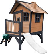 AXI Robin Maison Enfant avec Toboggan Blanc - Aire de Jeux pour l'extérieur en anthracite & marron - Maisonnette / Cabane de Jeu en Bois FSC