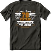 78 Jaar Legend T-Shirt | Goud - Wit | Grappig Verjaardag en Feest Cadeau Shirt | Dames - Heren - Unisex | Tshirt Kleding Kado | - Donker Grijs - 3XL