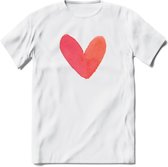 Valentijn Pastel waterverf Hart T-Shirt | Grappig Valentijnsdag Cadeautje voor Hem en Haar | Dames - Heren - Unisex | Kleding Cadeau | - Wit - M