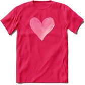 Valentijn Pastel waterverf Hart T-Shirt | Grappig Valentijnsdag Cadeautje voor Hem en Haar | Dames - Heren - Unisex | Kleding Cadeau | - Roze - XL