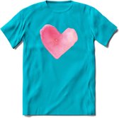 Valentijn Pastel waterverf Hart T-Shirt | Grappig Valentijnsdag Cadeautje voor Hem en Haar | Dames - Heren - Unisex | Kleding Cadeau | - Blauw - L