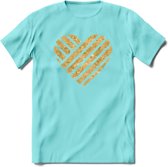 Valentijn Goud Hart T-Shirt | Grappig Valentijnsdag Cadeautje voor Hem en Haar | Dames - Heren - Unisex | Kleding Cadeau | - Licht Blauw - M