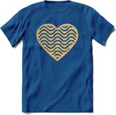 Valentijn Goud Hart T-Shirt | Grappig Valentijnsdag Cadeautje voor Hem en Haar | Dames - Heren - Unisex | Kleding Cadeau | - Donker Blauw - S