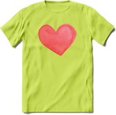 Valentijn Pastel waterverf Hart T-Shirt | Grappig Valentijnsdag Cadeautje voor Hem en Haar | Dames - Heren - Unisex | Kleding Cadeau | - Groen - L