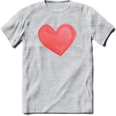 Valentijn Pastel waterverf Hart T-Shirt | Grappig Valentijnsdag Cadeautje voor Hem en Haar | Dames - Heren - Unisex | Kleding Cadeau | - Licht Grijs - Gemaleerd - XXL