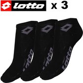 Lotto - 3 Paar - Sneakersokken - Sport sokken - Zwart - Maat 39/42 - Unisex