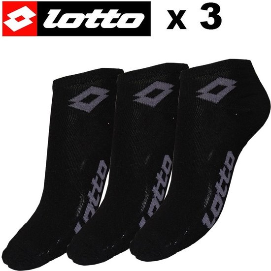 Lotto - 3 Paar - Sneakersokken - Sport sokken - Zwart - Maat 39/42 - Unisex  | bol.com