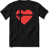 Valentijn Hart T-Shirt | Grappig Valentijnsdag Cadeautje voor Hem en Haar | Dames - Heren - Unisex | Kleding Cadeau | - Zwart - S