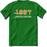 1981 Limited Edition T-Shirt | Goud - Zilver | Grappig Verjaardag en Feest Cadeau Shirt | Dames - Heren - Unisex | Tshirt Kleding Kado | - Donker Groen - 3XL