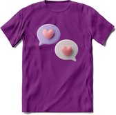 Valentijn Hart chat T-Shirt | Grappig Valentijnsdag Cadeautje voor Hem en Haar | Dames - Heren - Unisex | Kleding Cadeau | - Paars - M