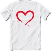 Valentijn Hart T-Shirt | Grappig Valentijnsdag Cadeautje voor Hem en Haar | Dames - Heren - Unisex | Kleding Cadeau | - Wit - M