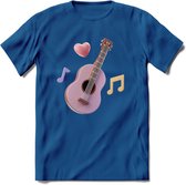 Valentijn muziek T-Shirt | Grappig gitaar Valentijnsdag Cadeautje voor Hem en Haar | Dames - Heren - Unisex | Kleding Cadeau | - Donker Blauw - L