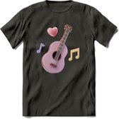 Valentijn muziek T-Shirt | Grappig gitaar Valentijnsdag Cadeautje voor Hem en Haar | Dames - Heren - Unisex | Kleding Cadeau | - Donker Grijs - M