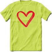 Valentijn Hart T-Shirt | Grappig Valentijnsdag Cadeautje voor Hem en Haar | Dames - Heren - Unisex | Kleding Cadeau | - Groen - 3XL