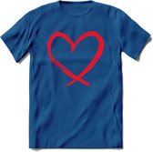 Valentijn Hart T-Shirt | Grappig Valentijnsdag Cadeautje voor Hem en Haar | Dames - Heren - Unisex | Kleding Cadeau | - Donker Blauw - XL