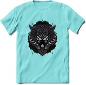 Tijger - Dieren Mandala T-Shirt | Paars | Grappig Verjaardag Zentangle Dierenkop Cadeau Shirt | Dames - Heren - Unisex | Wildlife Tshirt Kleding Kado | - Licht Blauw - XXL