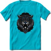 Tijger - Dieren Mandala T-Shirt | Blauw | Grappig Verjaardag Zentangle Dierenkop Cadeau Shirt | Dames - Heren - Unisex | Wildlife Tshirt Kleding Kado | - Blauw - L