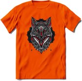 Vos - Dieren Mandala T-Shirt | Rood | Grappig Verjaardag Zentangle Dierenkop Cadeau Shirt | Dames - Heren - Unisex | Wildlife Tshirt Kleding Kado | - Oranje - 3XL