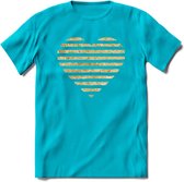 Valentijn Goud Hart T-Shirt | Grappig Valentijnsdag Cadeautje voor Hem en Haar | Dames - Heren - Unisex | Kleding Cadeau | - Blauw - L