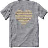 Valentijn Goud Hart T-Shirt | Grappig Valentijnsdag Cadeautje voor Hem en Haar | Dames - Heren - Unisex | Kleding Cadeau | - Donker Grijs - Gemaleerd - XXL