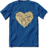 Valentijn Goud Hart T-Shirt | Grappig Valentijnsdag Cadeautje voor Hem en Haar | Dames - Heren - Unisex | Kleding Cadeau | - Donker Blauw - 3XL