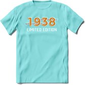 1938 Limited Edition T-Shirt | Goud - Zilver | Grappig Verjaardag en Feest Cadeau Shirt | Dames - Heren - Unisex | Tshirt Kleding Kado | - Licht Blauw - XL
