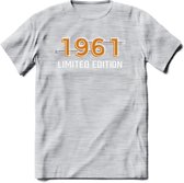 1961 Limited Edition T-Shirt | Goud - Zilver | Grappig Verjaardag en Feest Cadeau Shirt | Dames - Heren - Unisex | Tshirt Kleding Kado | - Licht Grijs - Gemaleerd - L