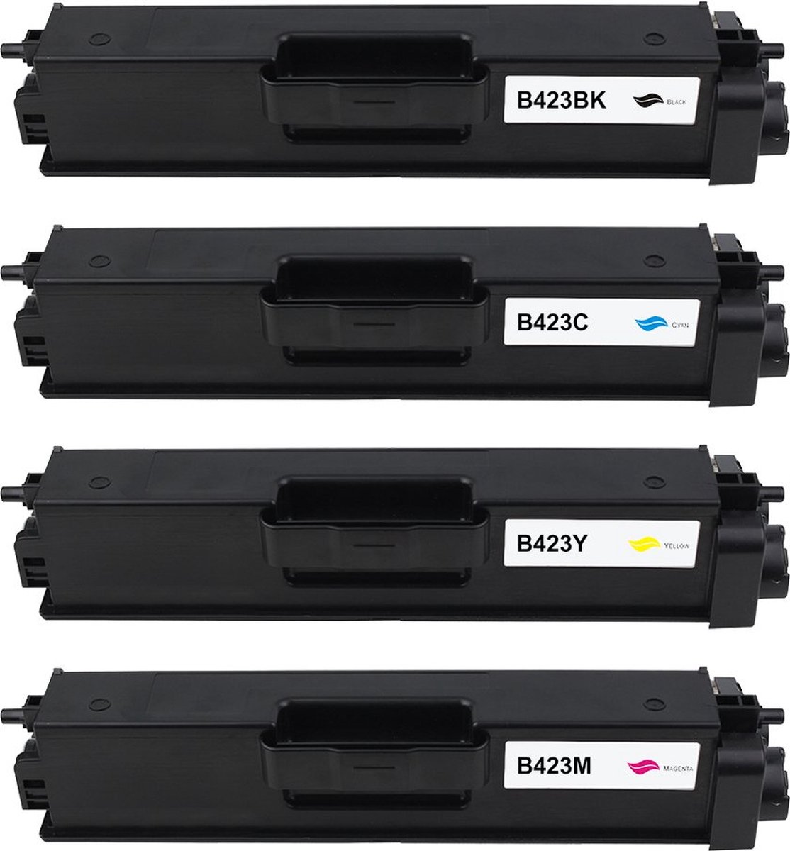 Brother TN-423BK TN-423C TN-423M TN-423Y CMYK Set 4x - TN-423BK compatible - TN-423BK alternatief - Zwart 6500 Cyaan Magenta Geel 4000 pagina's - Brother DCP-L8410CDW HL-L8260CDW HL-L8360CDW MFC-L8690CDW MFC-L8900CDW - Brother toner Set