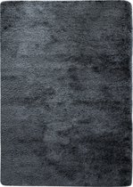 Tapijtenloods Natty Hoogpolig Wasbaar Effen Vloerkleed Fluweel Antraciet - 80x150 CM -