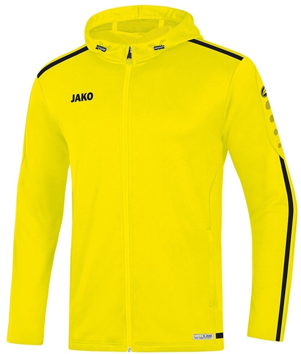 Jako Striker 2.0 Jas Met Kap Kinderen - Fluogeel / Zwart | Maat: 164