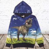 Blauwe hoodie met dinosaurus Tyrannosaurus rex