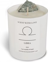 Scent With Love - Sterrenbeeld geurkaars in glas met kristal - Libra zodiac candle  - Wit - Vegan kaars