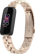 Stalen Smartwatch bandje - Geschikt voor Fitbit Luxe stalen band - champagne goud - Strap-it Horlogeband / Polsband / Armband
