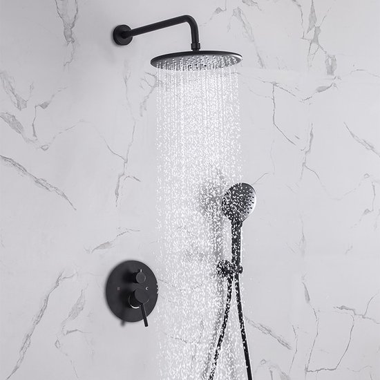 Ulytid Douchekraan met thermostaat, mengkraan, douche-thermostaat met bescherming tegen verbranding bij 38 graden Celsius, veiligheidsknop, hoekig, wandgemonteerde douchekraan voor gasten, toilet
