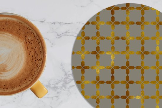 Sous- Sous-verres pour verres - Ronds - Motifs - Luxe - Grijs - Or - 10x10 cm - 6 pièces