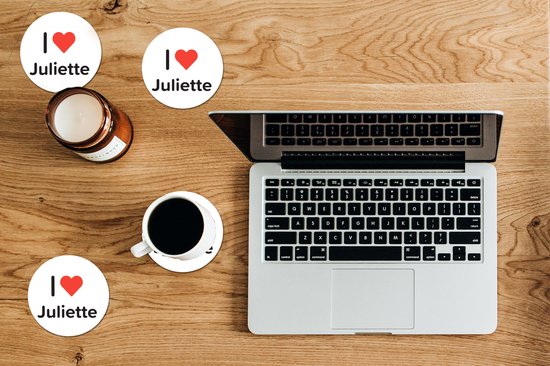 Onderzetters voor glazen - Rond - I love - Juliette - Meisje - 10x10 cm - Glasonderzetters - 6 stuks