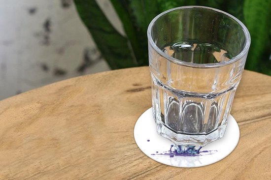 Sous-verres pour verres - Ronds - Une grande éclaboussure colorée avec des gouttes - 10x10 cm - Sous-verres en verre - 6 pièces