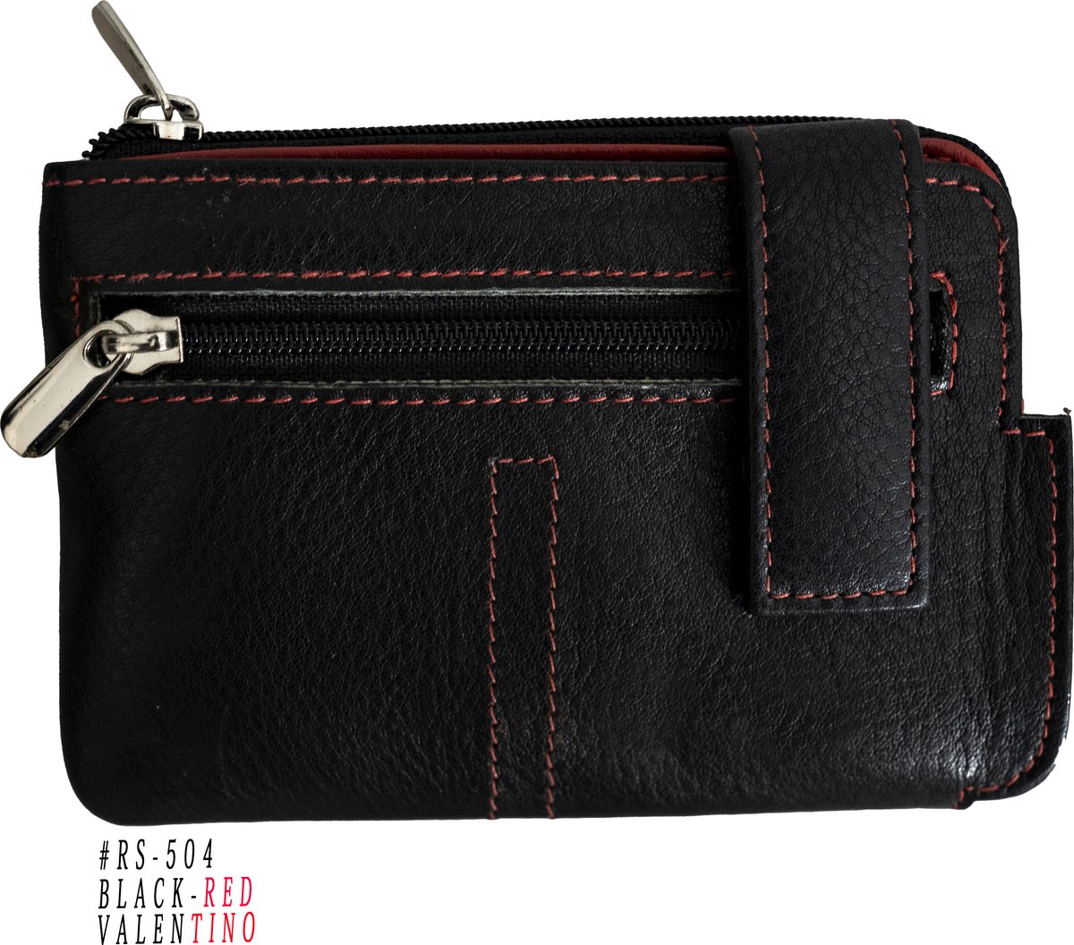 Massi Miliano Sleutel-etui Unisex Nappa Leer Zwart/rood (rs-504-(6+36)